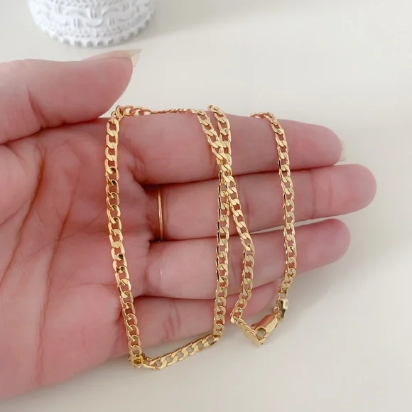 18k Gold Filled Flat Curb Necklace - Picture 7 of 8